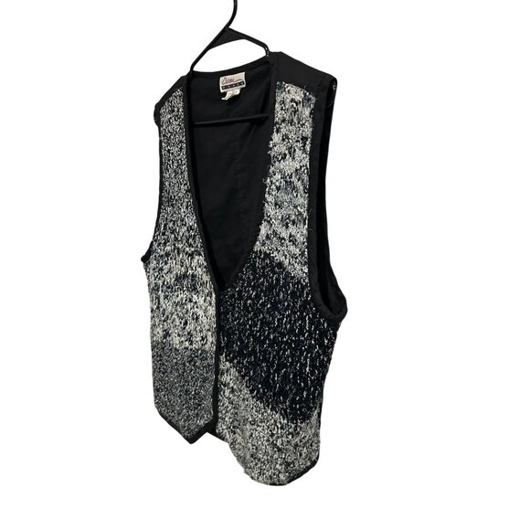 Vintage Diana Marco Black White Knit Button Front Vest Sz 2X - Picture 3 of 9